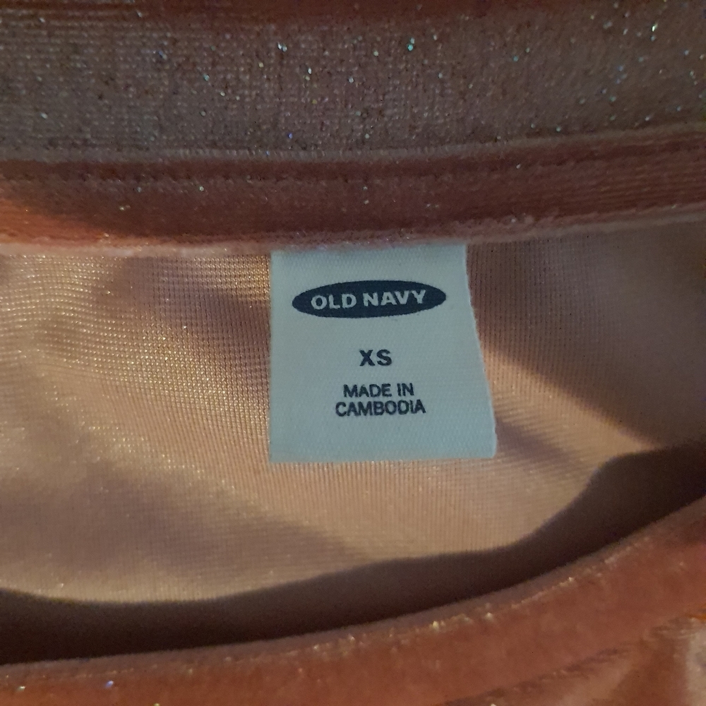 Women's Old Navy Women's Top XS Pink Velvet Glitter - Picture 5 of 9